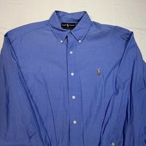 Ralph Lauren Yarmouth Men’s Blue Button-Down Dress Shirt, 16-33 Pinpoint Oxford